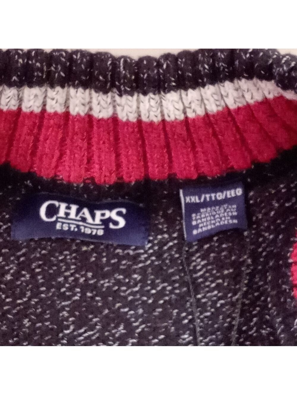 Chaps Men's Charcoal Heather Twist Knit Quarter Zip Sweater Large NWT - Picture 5 of 6